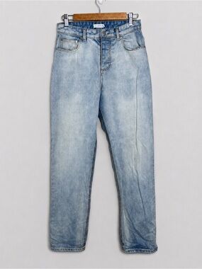 Avec Les Filles Jeans Size 27 Denim Straight Leg Light Wash Button Fly Hi Rise